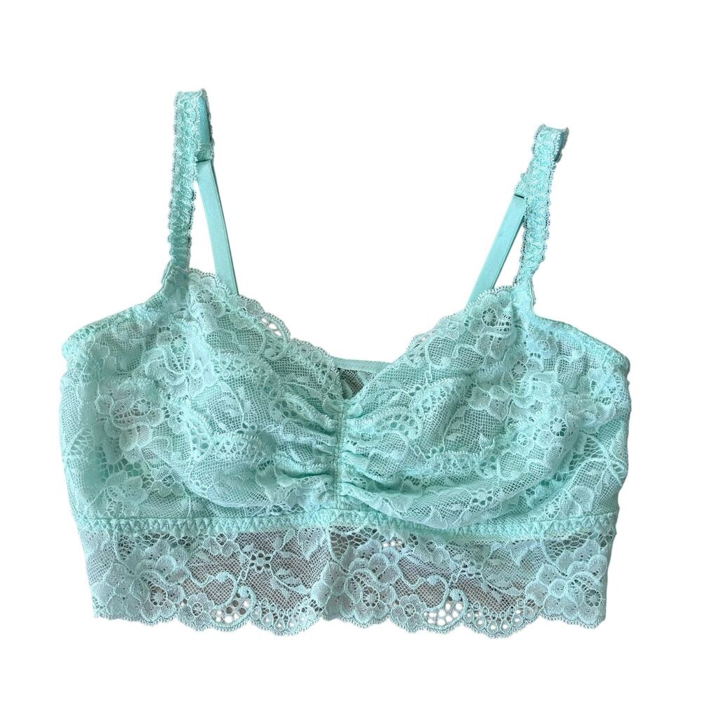 Victoria’s Secret PINK Aqua Lace Bralette Pullover Bra Sz L NWT Y2K 2012 Ruched - Picture 2 of 7